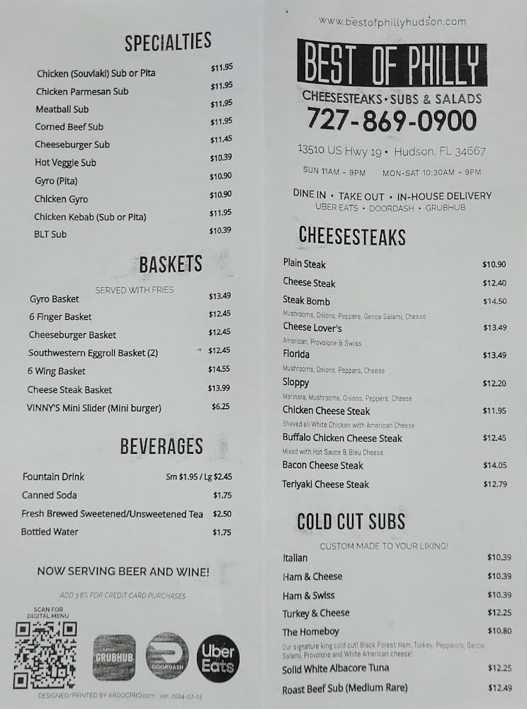 Best of Philly Cheesesteak Menu image 1